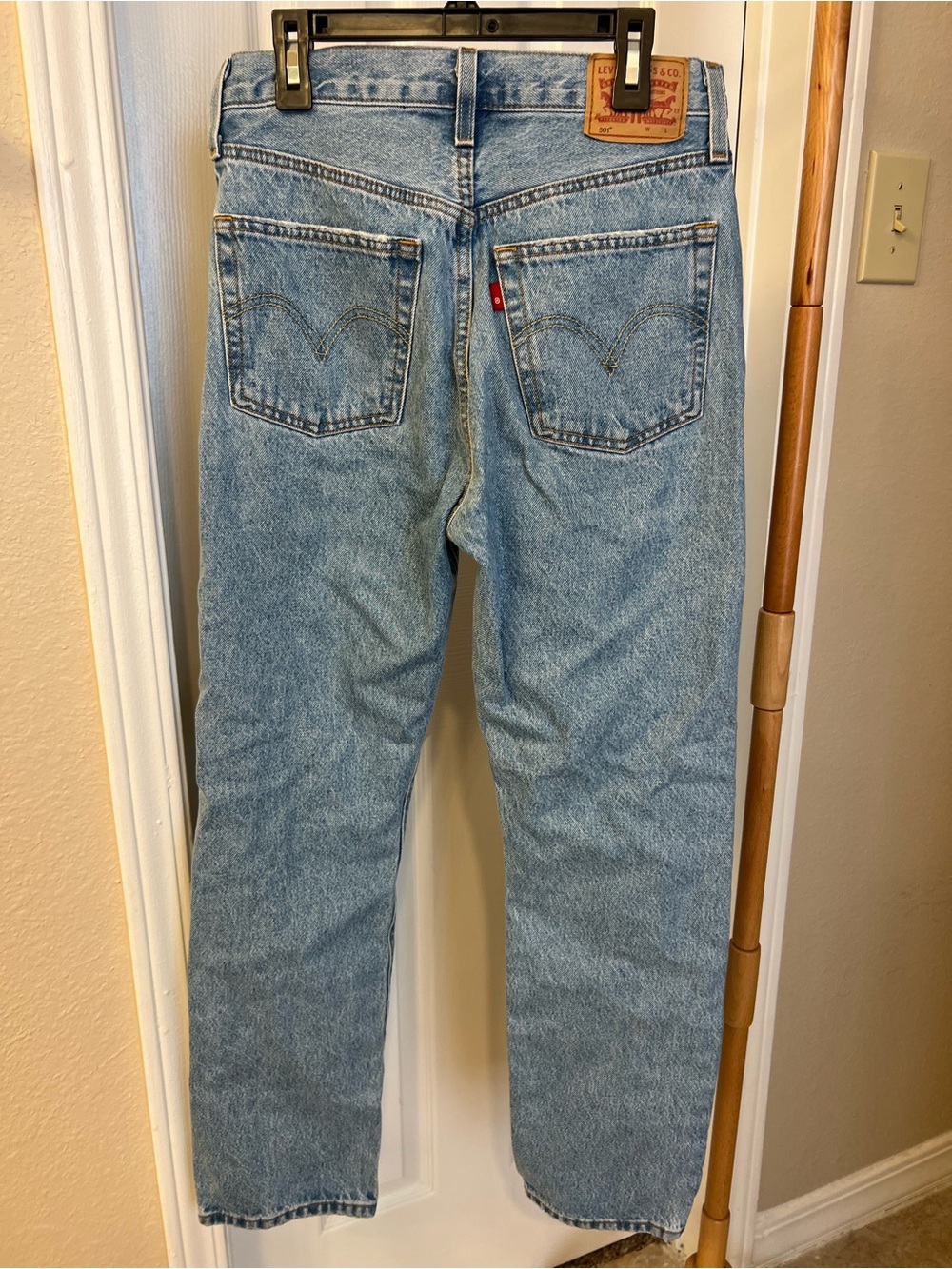 Levi's Light Wash Straight Leg Distressed Jeans - Picture 3 of 6